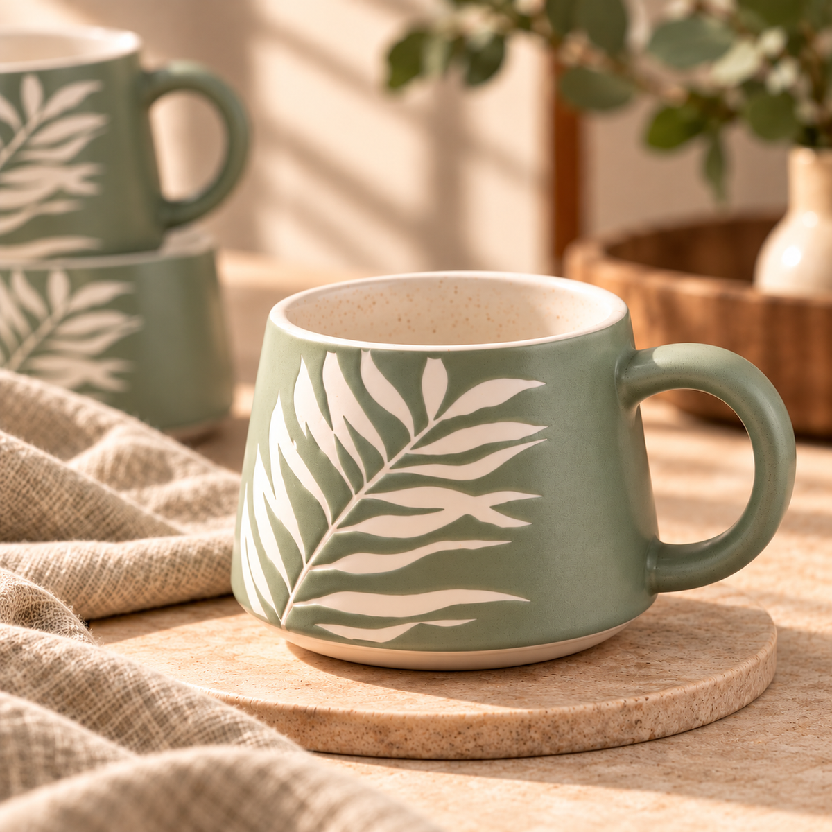Botanical Green – Teetasse aus New Bone China | 350 ml