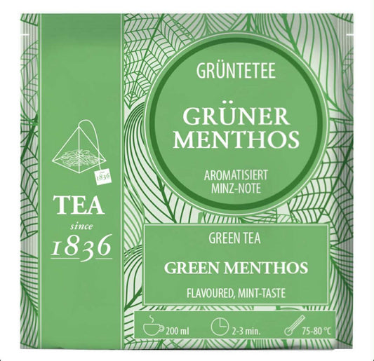 Grüner Mentos Pyramidenbeutel